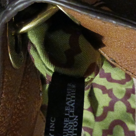 OrYany handbag hobo large genuine leather color block yellow taupe brown - Picture 6 of 10